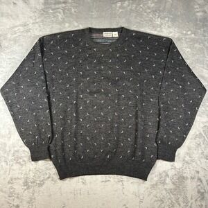 Vintage Giorgio di Firenze Mens XL Wool Blend Sweater Gray Geometric Made Italy